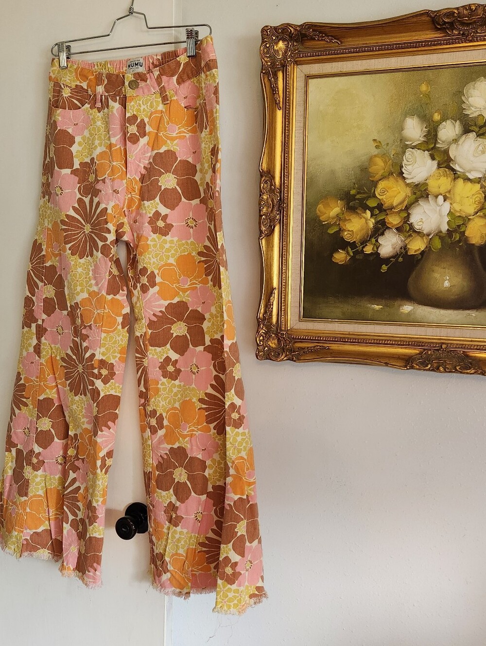 Womens Show Me Your Mumu Floral Wide-Leg Pants in Pink & Brown - Picture 3 of 7